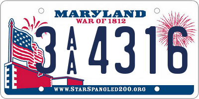 MD license plate 3AA4316