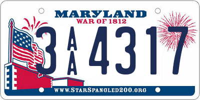 MD license plate 3AA4317
