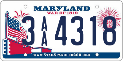 MD license plate 3AA4318