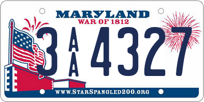 MD license plate 3AA4327