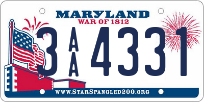 MD license plate 3AA4331