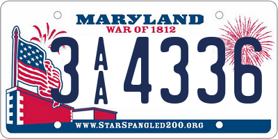 MD license plate 3AA4336