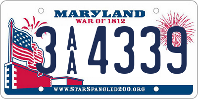 MD license plate 3AA4339