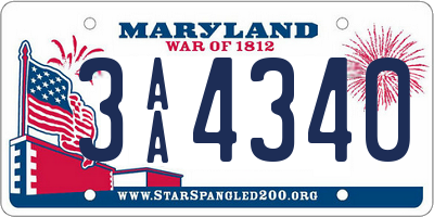 MD license plate 3AA4340