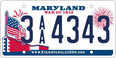 MD license plate 3AA4343