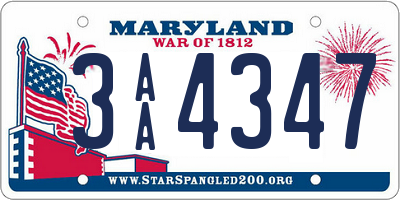 MD license plate 3AA4347