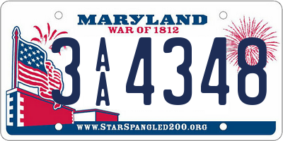 MD license plate 3AA4348