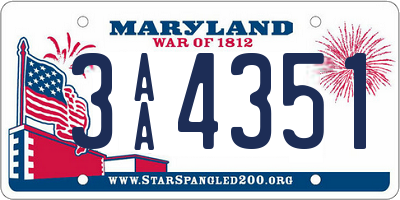 MD license plate 3AA4351