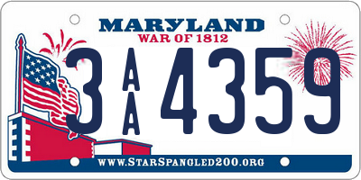 MD license plate 3AA4359