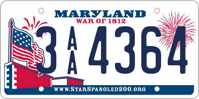 MD license plate 3AA4364