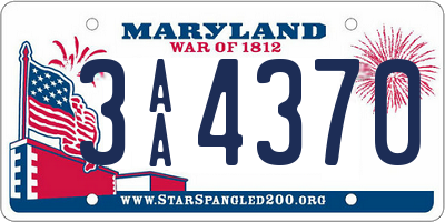 MD license plate 3AA4370