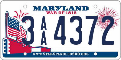 MD license plate 3AA4372