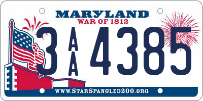 MD license plate 3AA4385