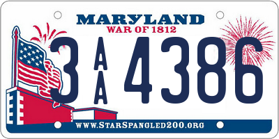 MD license plate 3AA4386