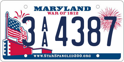 MD license plate 3AA4387