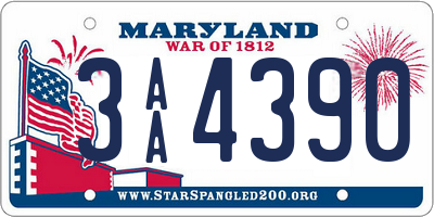MD license plate 3AA4390