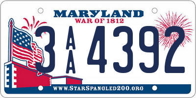 MD license plate 3AA4392