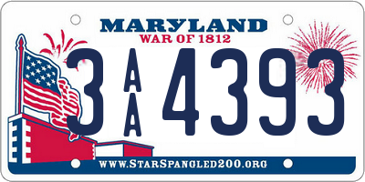MD license plate 3AA4393