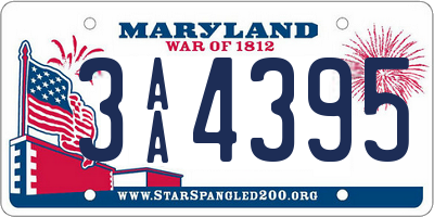 MD license plate 3AA4395