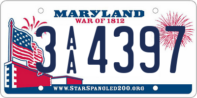 MD license plate 3AA4397