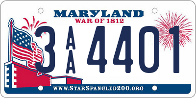 MD license plate 3AA4401