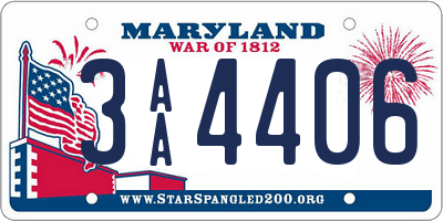 MD license plate 3AA4406