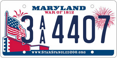 MD license plate 3AA4407