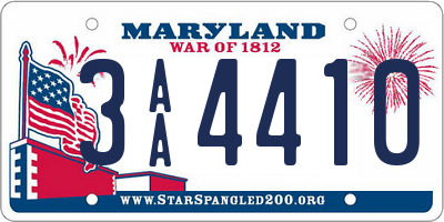 MD license plate 3AA4410