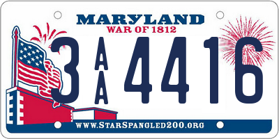 MD license plate 3AA4416