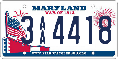 MD license plate 3AA4418