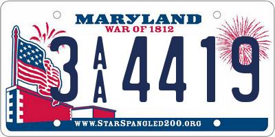 MD license plate 3AA4419