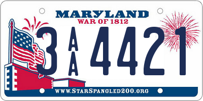 MD license plate 3AA4421