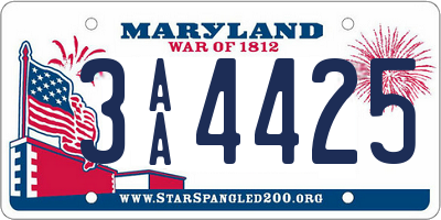 MD license plate 3AA4425