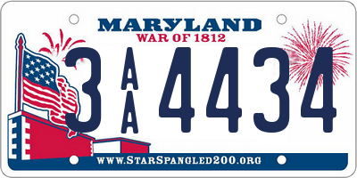 MD license plate 3AA4434