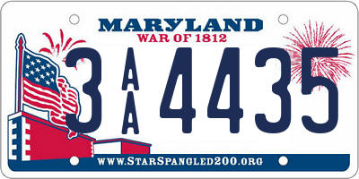 MD license plate 3AA4435