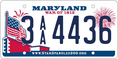 MD license plate 3AA4436