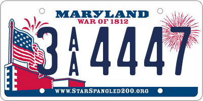 MD license plate 3AA4447