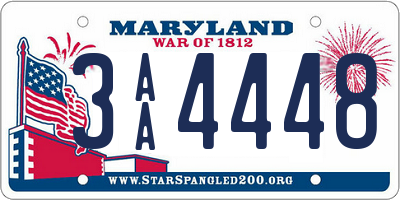 MD license plate 3AA4448