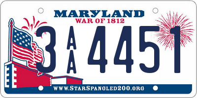 MD license plate 3AA4451