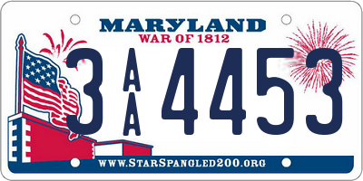 MD license plate 3AA4453