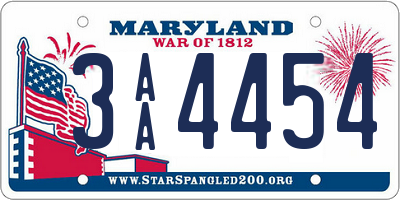 MD license plate 3AA4454