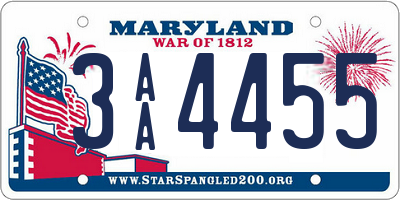 MD license plate 3AA4455