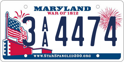 MD license plate 3AA4474