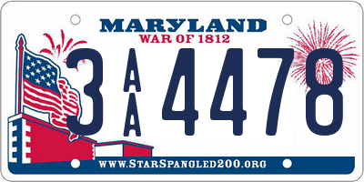 MD license plate 3AA4478