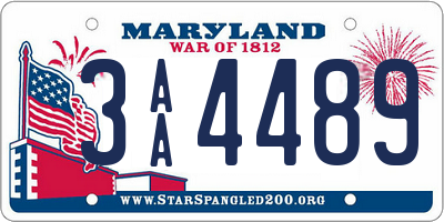 MD license plate 3AA4489