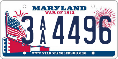MD license plate 3AA4496