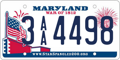 MD license plate 3AA4498