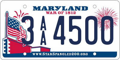 MD license plate 3AA4500