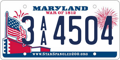 MD license plate 3AA4504