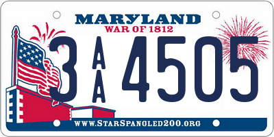 MD license plate 3AA4505